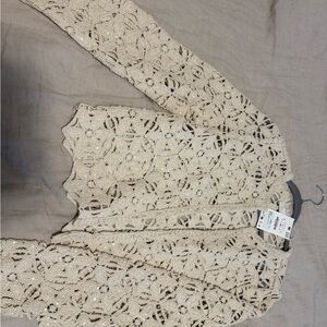 Zara 100% cotton Crochet Lace Cardigan in Cream